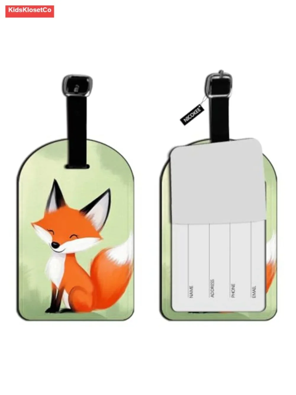 Pastel Cute Fox PU Leather Luggage Tag Travel Bag Label Suitcase ID Tag